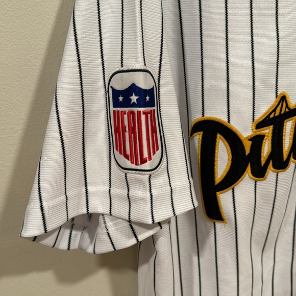 PITTSBURGH Headgear Classics Nostalgia Co. Button Down Pinstripe Jersey sz L NWT - Picture 8 of 12